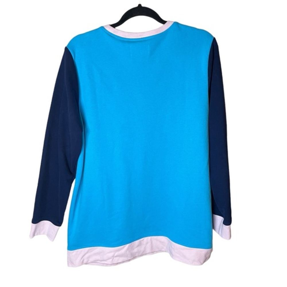 Lands’ End Serious Sweats Color block Pullover Sweatshirt Crewneck Size Large - Picture 2 of 6